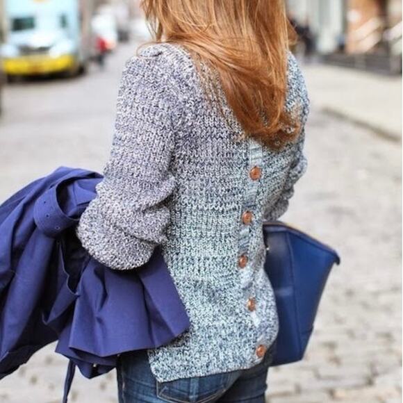 m.i.h Jeans Sweaters - M.i.H Jeans The Chloe Button Back Marled Cotton Jumper Sweater Large